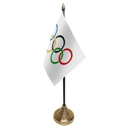 2x pieces olympic table flags 10 x 15 cm with base