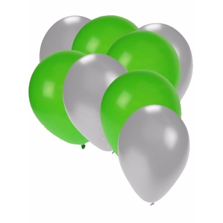 30x ballonnen zilver en groen