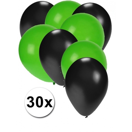 30x ballonnen zwart en groen