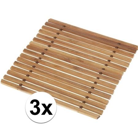 3x Pannen onderzetter bamboe 18 cm