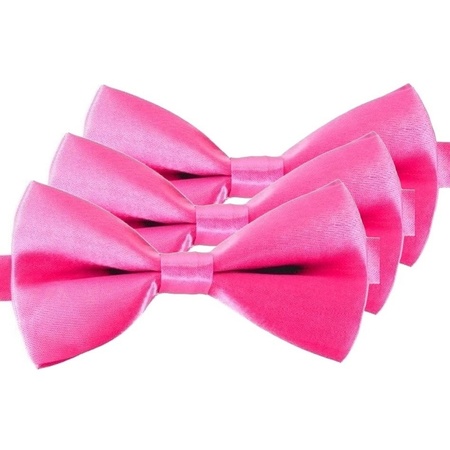 3x Pink fancy dress bow tie 12 cm for women/men