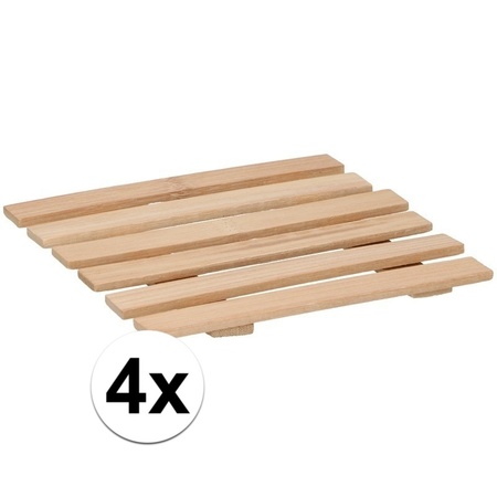 4x Bamboo pans coaster 17 x 18 cm