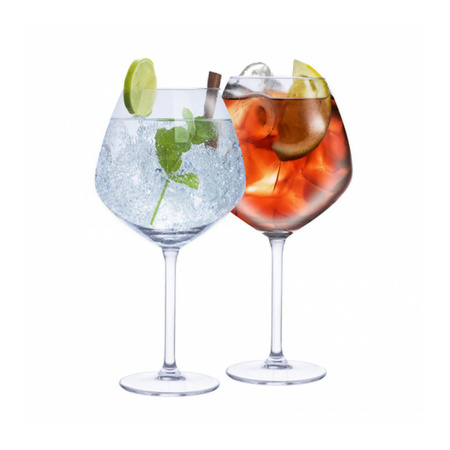 Set of 4x Gin Tonic cocktail glasses with 4x straws of glass