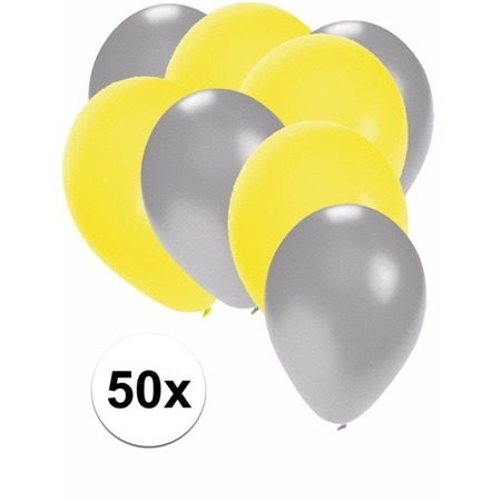 50x balloons silver and yellow
