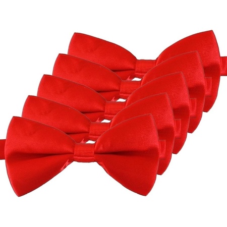 5x Rode verkleed vlinderstrikjes 12 cm voor dames/heren
