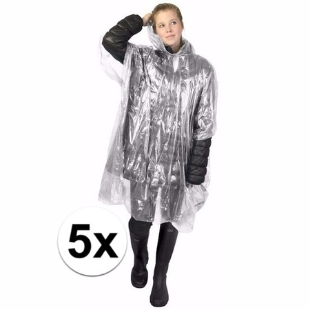 5x transparant rain poncho