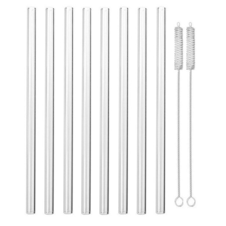 8x Glass straws with brushes 20 cm