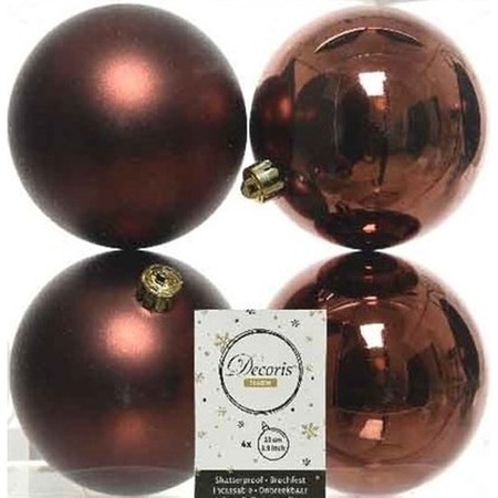 8x Mahonie bruine kerstballen 10 cm kunststof mat/glans