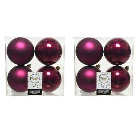 8x stuks kunststof kerstballen framboos roze (magnolia) 10 cm glans/mat