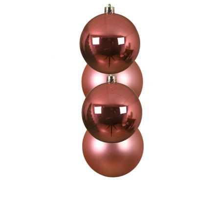 8x stuks kunststof kerstballen lippenstift roze 10 cm glans/mat