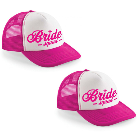 8x pieces pink/ white Bride Squad script cap for women