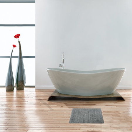 Badkamerkleedje/badmat voor op de vloer - grijs - 45 x 70 cm