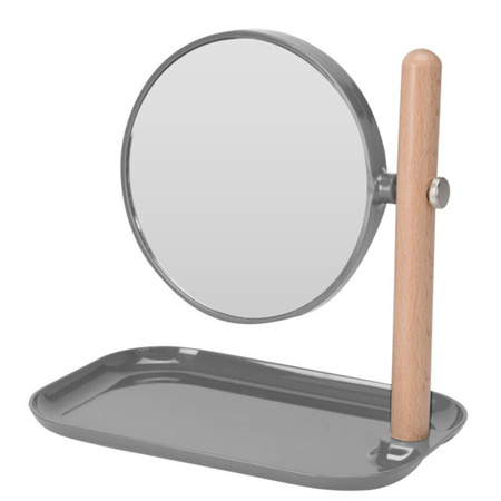 Make-up mirror round doublesided dark grey metal L22 x W14 x H23 cm