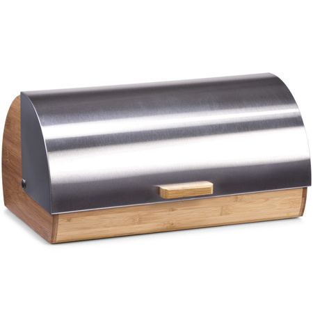 Bamboo wooden bread bin with lid 39 cm