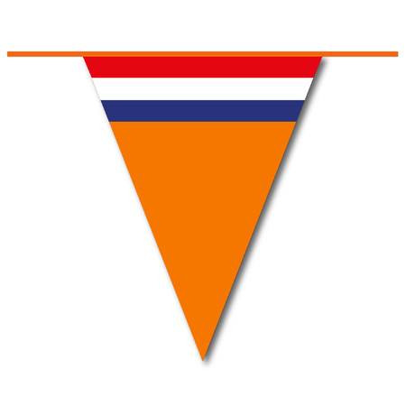 Oranje vlaggetjes/vlaggenlijn met slingerklemmen voor binnen - 10m