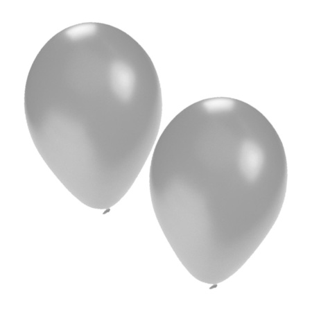 Helium tank with 50 silver balloons