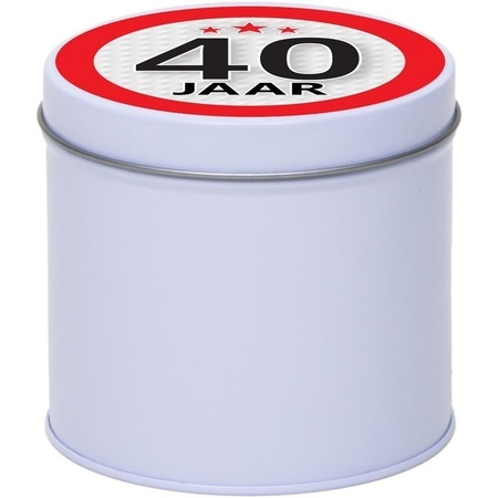 Gift white round storage tin 40 years 10 cm