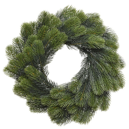 Kerstkrans 50 cm - groen - met messing zilveren hanger/ophanghaak - kerstversiering