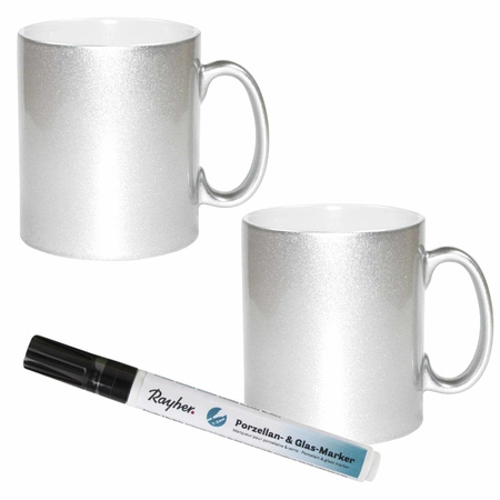 Diy mug decorate package 4x mugs with black marker