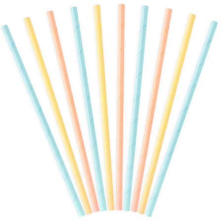 10x Paper straws multi colours 19,5 cm