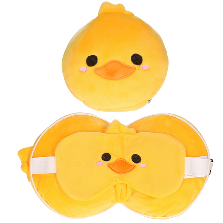 Duck soft toy travel pillow with sleeping mask for kids
