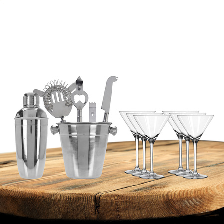 Excellent Houseware cocktails making set 6-parts with 6x Martini glasses