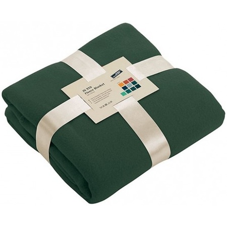 Fleece blanket/plaid dark green 130 x 170 cm