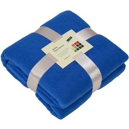 Fleece blanket/plaid royal blue 130 x 170 cm