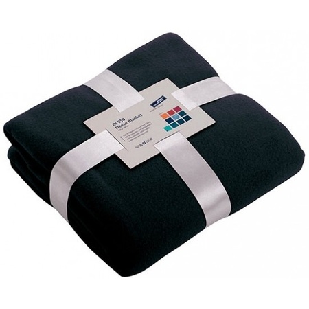 Fleece blanket/plaid navy blue 130 x 170 cm