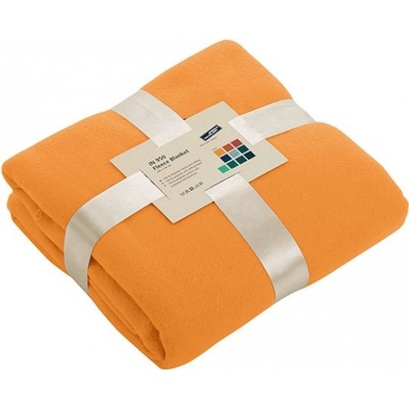 Fleece blanket/plaid orange 130 x 170 cm
