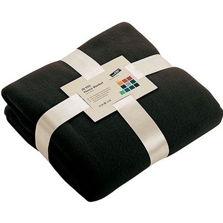 Fleece deken/plaid zwart 130 x 170 cm