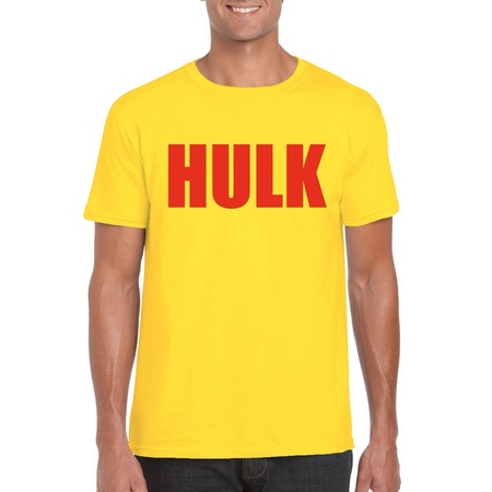 Yellow Hulk t-shirt with red letters for men