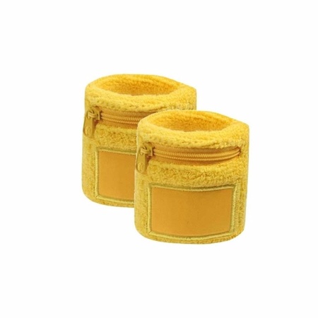 Yellow wrist sweatband geelh zipper 2 pieces