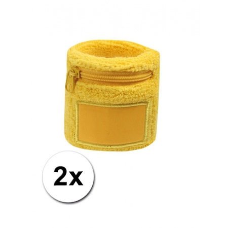 Yellow wrist sweatband geelh zipper 2 pieces