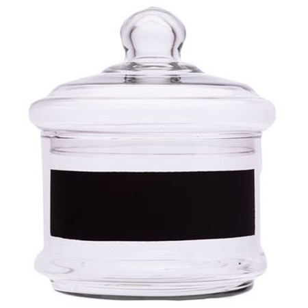 Glass storage jar with chalk pen 15 x 15 cm with chalk surface 