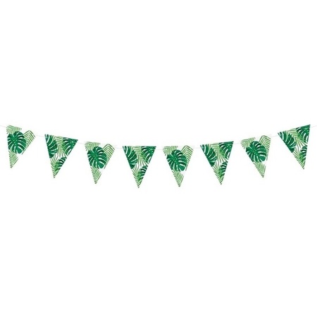 Green jungle/Hawaiian theme party flagline 1,5 meter