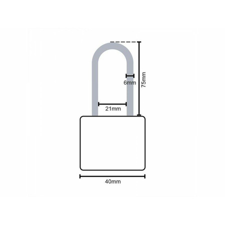 Padlock 40 mm with extended shackle