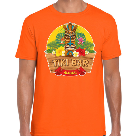Hawaii Party t-shirt / shirt tiki bar Aloha orange for men