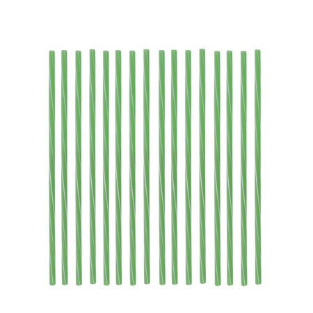 Herbruikbare rietjes - 50x - Groen/wit - Kunststof - 22 cm