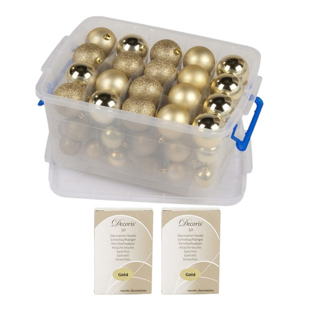 Christmas tree decoration balls gold 70 pieces with hooks