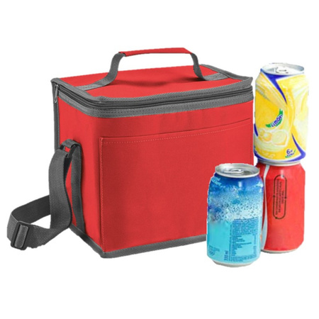 Small cooler bag for lunch red 24 x 22 x 17 cm 9 liters