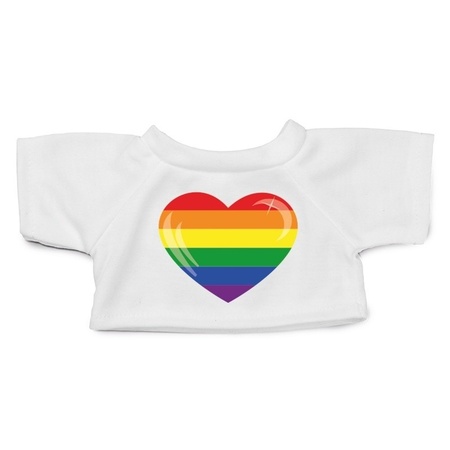 Knuffel teddybeer met Gaypride vlag hart t-shirt 24 cm 