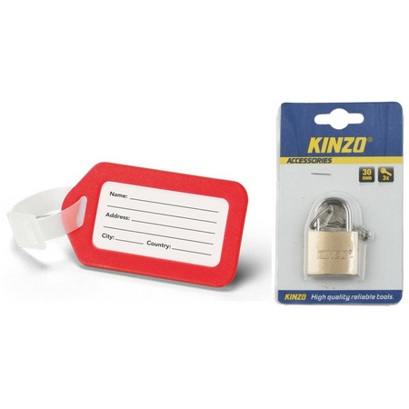 Koffer label/bagage label plastic red incl. padlock 