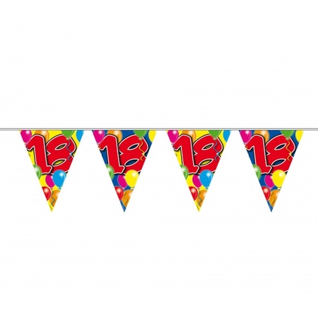 Birthday deco set 18 years 50x balloons and 2x bunting flags 10 meters