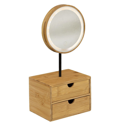 Make-up organizer/storage with mirror and lights bamboo