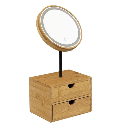 Make-up organizer/storage with mirror and lights bamboo