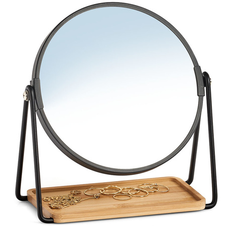 Make-up mirror metal/bamboo 17,5 x 20,5 cm