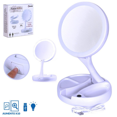 Make up mirror fodable with LED light 16 cm