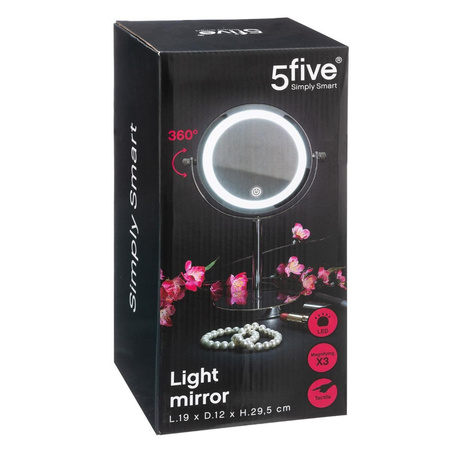 Make-up/shaving mirror with LED light on standard 18 cm