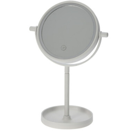 Make up mirror white 2-sided with led D15 cm